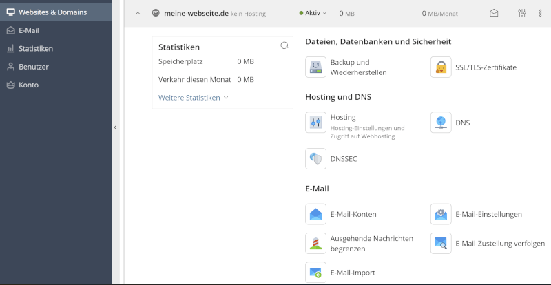 E-mail Adresse mit eigener Domain Webinterface