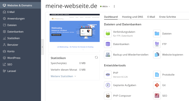 webspace Webspace User-Webinterface